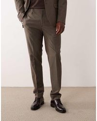 Mango - Pantalones De Sastre Marrones De Corte Recto Con Pinzas De (Parte De Un Conjunto) - Lyst