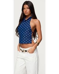 Edikted - Raiya Polka Dot Backless Halter Top - Lyst