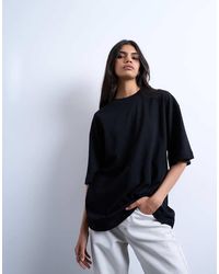 TOPSHOP - T-Shirt Oversize Nera Con Spalle Scese - Lyst