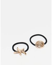 ASOS - Pack Of 2 Hair Elastics With Shell And Starfish Designs - Lyst
