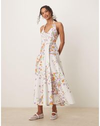 ASOS - Halter Midi Dress With Godet Hem - Lyst