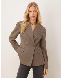 Gina Tricot - Blazer Sagomato A Quadri Con Spalle Imbottite - Lyst