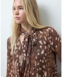 Mango - Tie Neck Long Flared Sleeve Blouse - Lyst