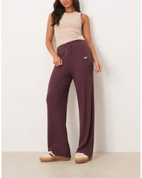 Roxy - Rise & Vibe New Rib Wide Leg Sport Trousers - Lyst