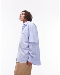 TOPMAN - Long Sleeve Oversized Double Sleeve Cotton Shirt - Lyst