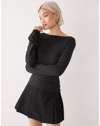 Weekday - Annie Super Soft Boat Neck Long Sleeve Top - Lyst