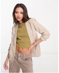 Pieces - Blazer With Ruched Sleeves - Lyst