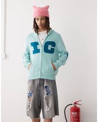 ICECREAM - Running Dog Back Print Knitted Zip Through Hoodie - Lyst
