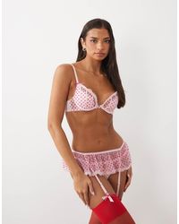 Ann Summers - Tease And Trouble Flocked Spot Tulle Ruffle Trim Suspender Belt - Lyst