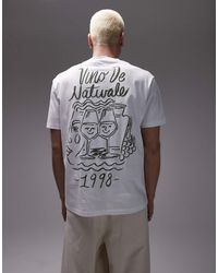 TOPMAN - T-shirt With Front And Back Vino Naturale Raised Print - Lyst
