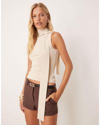 Pretty Lavish - Sleeveless High Neck Scarf Knit Top - Lyst