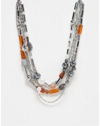 Reclaimed (vintage) - – unisex – mehrfarbige, mehrlagige halskette mit perlen - Lyst