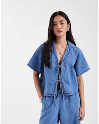 JJXX - Denim Crop Top Met Gestrikte Voorkant - Lyst