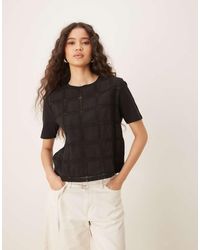 Mango - Crochet Detail Relaxed Fit T-shirt - Lyst