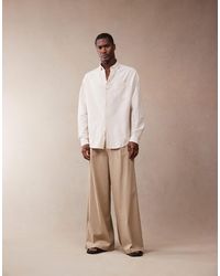 ASOS - Smart Extreme Wide Leg Linen Blend Trousers With Front Pleat - Lyst