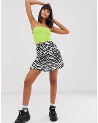 ASOS Minirock mit Zebra-Print und geraffter Taille - Schwarz