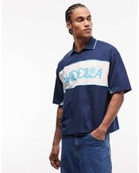 ASOS - Boxy Oversized Polo Shirt With Cut And Sew Paneling And Sports Graphic - Lyst
