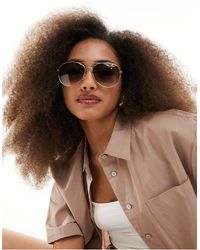 New Look - Round Pilot Shaped Sunglasses - Lyst