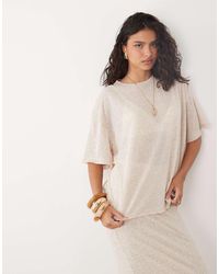 SNDY'S - Fine Knit Drop Shoulder T-Shirt Co-Ord - Lyst