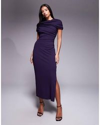 Forever New - Mesh Ruched Cape Shoulder Detail Midi Dress - Lyst