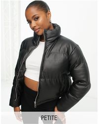 Brave Soul - Petite Tropic Faux Leather Puffer Jacket - Lyst