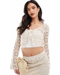 New Look - Crochet Tie Front Cardigan - Lyst