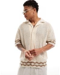 Pull&Bear - Open Weave Knitted Shirt - Lyst