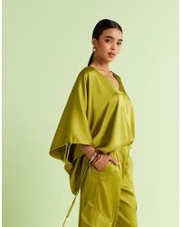 ASOS - Tailored Satin Ruched Long Sleeve Top - Lyst