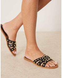 Glamorous - Platte Sandalen Met Studs - Lyst