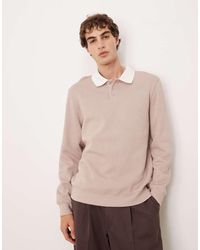 ASOS - Ribbed Polo Sweatshirt With Contrast Collar - Lyst