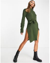 UNIQUE21 Roll Neck Mini Jumper Dress - Green