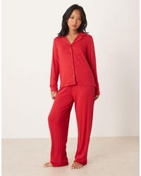 ASOS - Asos design petite – superweicher pyjama aus langärmligem hemd und hose - Lyst
