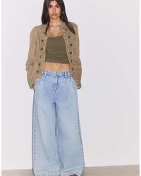 Stradivarius - Pleated Wide-leg Jeans - Lyst