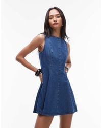 TOPSHOP - Denim Full Seamed Mini Dress - Lyst