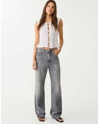 Stradivarius - Petite – d92 – gerade geschnittene jeans mit weitem bein - Lyst