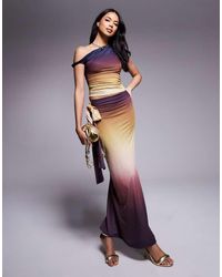 Kaiia - Exclusive Double Layered Slinky Knot Detail Maxi Skirt Co-ord - Lyst