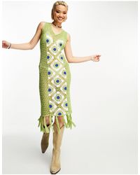 Reclaimed (vintage) - Édition limitée - robe mi-longue en maille crochetée - vert - Lyst