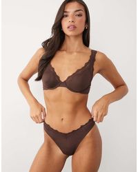 ASOS - Lilah Microfibre Built Up Underwire Bra With Lace Trim - Lyst