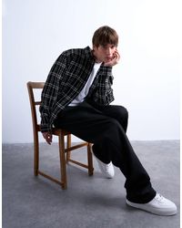 TOPMAN - Regular Fit Textured Check Overshirt - Lyst