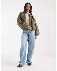 ASOS - Cropped Bubble Hem Nylon Bomber Jacket - Lyst