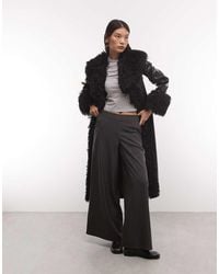 Reclaimed Vintage - Faux Croc Look Trench Coat With Faux Fur Collar - Lyst