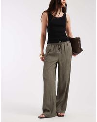 ONLY - Wide Leg Crinkle Textured Trousers - Lyst