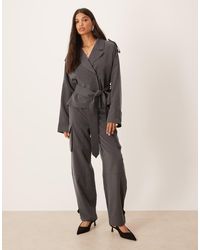 ASOS - Pantaloni Cargo Morbidi A Vita Alta Sartoriali Scuro - Lyst