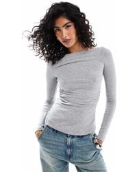 Bershka - Ruched Side Long Sleeve T-shirt - Lyst