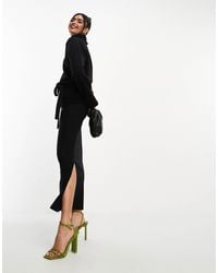 ASOS - Supersoft Volume Sleeve Roll Neck Belted Maxi Jumper Dress - Lyst