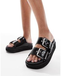 New Look - Pu Double Strap Flatform Sandal - Lyst