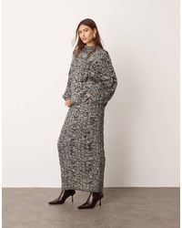 ARRANGE - Cable Knit Column Midi Skirt In Mono-black - Lyst