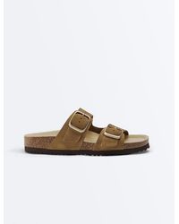 Oysho - Buckle Split-Leather Sandal - Lyst