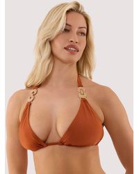 Wolf & Whistle - Georgia High Shine Fuller Bust Triangle Bikini Top With Hardwear - Lyst