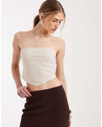 ASOS - Linen Bandeau Scarf Top With Shirred Back - Lyst